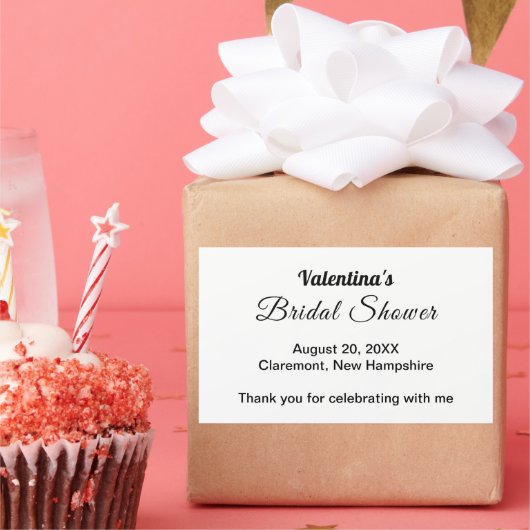 Black and White Typography Bridal Shower 長方形シール (パーティー)