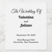 Black and White Typography Wedding Wine Label ワインラベル (シングルラベル)