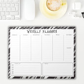 Black and White Undated Weekly Vertical Planner ノートパッド