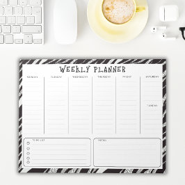 Black and White Undated Weekly Vertical Planner ノートパッド