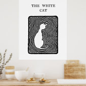 Black and white vector art The White Cat ポスター (キッチン)