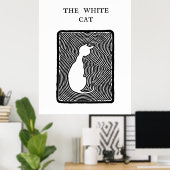 Black and white vector art The White Cat ポスター (ホームオフィス)
