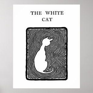 Black and white vector art The White Cat ポスター