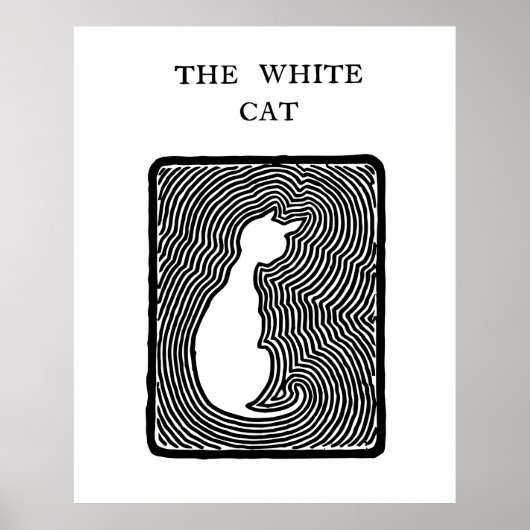 Black and white vector art The White Cat ポスター (正面)