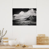 Black and White Vintage Desert Landscape Mountain  ポスター (キッチン)