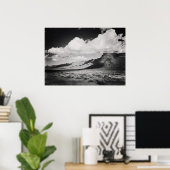 Black and White Vintage Desert Landscape Mountain  ポスター (ホームオフィス)