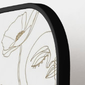 Black and White Vintage Floral Face Line Pattern 1 ピックルボールラケット (左詳細)