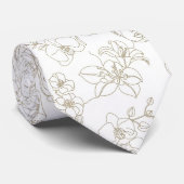 Black and White Vintage Floral Face Line Pattern 2 ネクタイ (ロール)