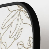 Black and White Vintage Floral Face Line Pattern 2 ピックルボールラケット (左詳細)