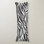 black and white watercolor leaves pattern ボディピロー (正面縦)
