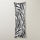 black and white watercolor leaves pattern ボディピロー (裏面 (縦))