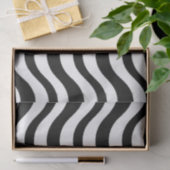 Black and White Wavy Abstract Pattern 薄葉紙 (ギフト)