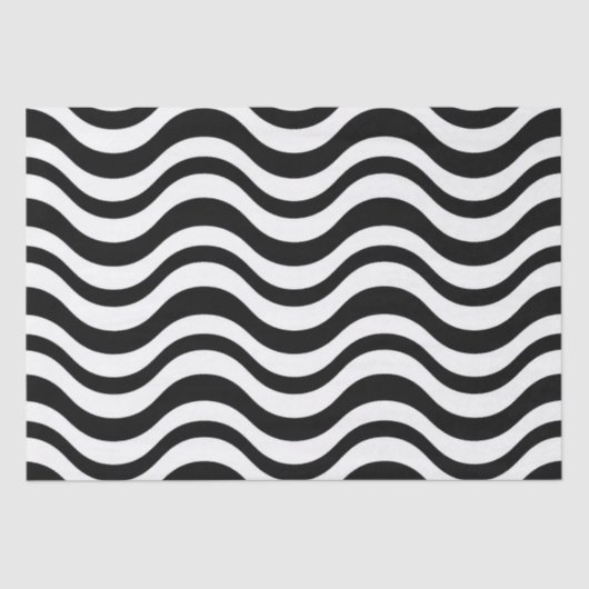 Black and White Wavy Abstract Pattern 薄葉紙 (正面)