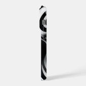 Black And White Wavy Op Art, iPhoneケース (左側面)