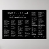 Black and White Wedding Alphabetical Seating Chart ポスター (正面)