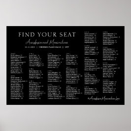 Black and White Wedding Alphabetical Seating Chart ポスター