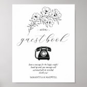 Black and White Wedding Audio Guest Book Sign ポスター (正面)
