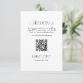 Black and White Wedding Details Qr Code エンクロージャーカード (スタンド正面)