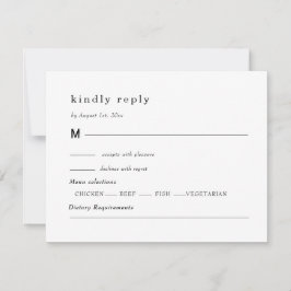 black and white wedding, foliage crest  出欠カード