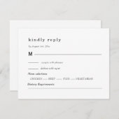 black and white wedding, foliage crest  出欠カード (正面/裏面)