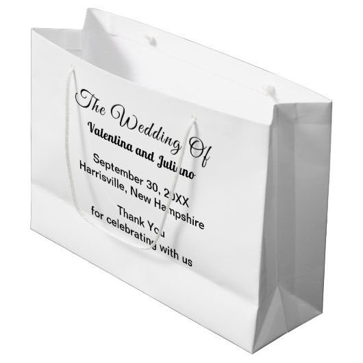 Black and White Wedding Gift Bag ラージペーパーバッグ (正面アングル)