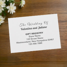 Black and White Wedding Gift Registry エンクロージャーカード