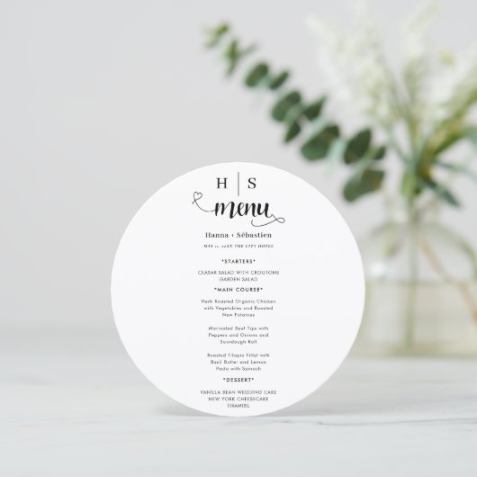 Black and White Wedding Menu メニュー (スタンド正面)