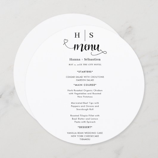 Black and White Wedding Menu メニュー (正面/裏面)