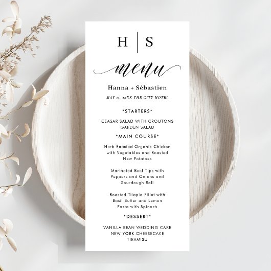 Black and White Wedding Menu メニュー