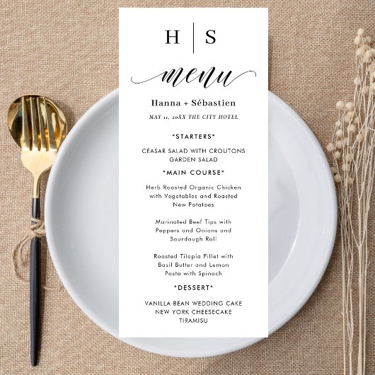 Black and White Wedding Menu メニュー