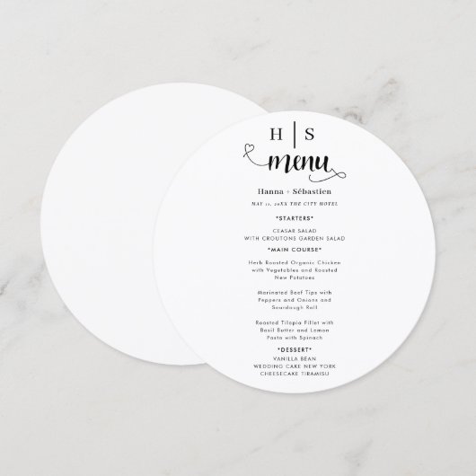 Black and White Wedding Menu メニュー (正面/裏面)