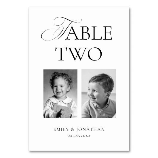 Black and White Wedding Photo  テーブルナンバー (正面)