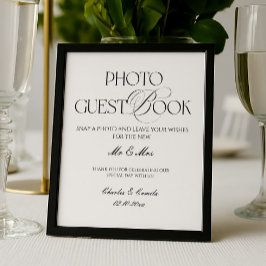 Black and White Wedding Photo Guest Book Poster ポスター
