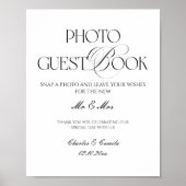 Black and White Wedding Photo Guest Book Poster ポスター (正面)
