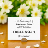 Black and White Wedding Place Card テーブルナンバー