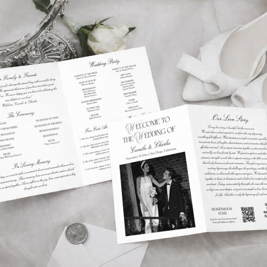 Black and White Wedding Program カード
