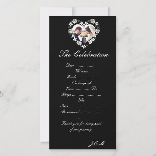 Black and White Wedding Program & Celebration Itin シーズンカード (正面)