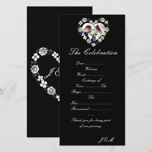 Black and White Wedding Program & Celebration Itin シーズンカード (正面/裏面)