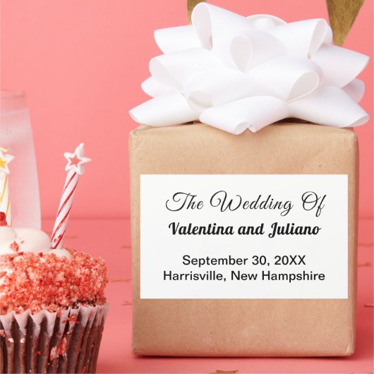 Black and White Wedding Rectangle Sticker 長方形シール (パーティー)