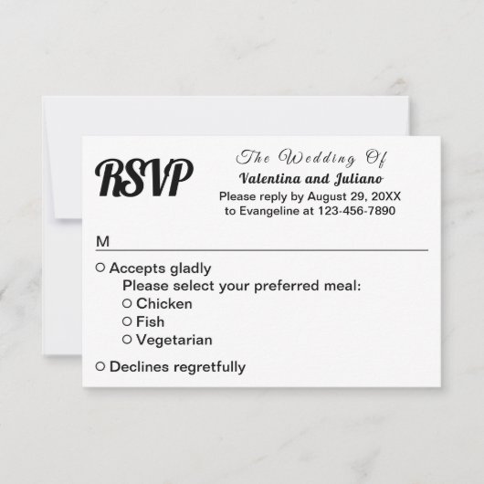 Black and White Wedding RSVP (正面)