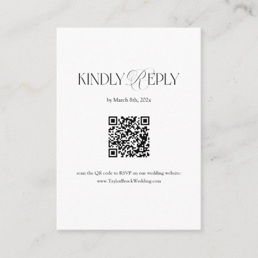 Black and White Wedding RSVP Qr Code エンクロージャーカード (正面)