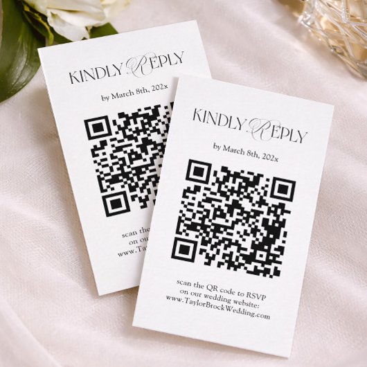 Black and White Wedding RSVP Qr Code Enclosure Car エンクロージャーカード