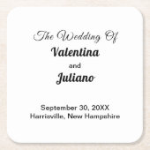 Black and White Wedding Square Coaster スクエアペーパーコースター (正面)