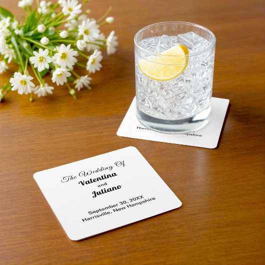 Black and White Wedding Square Coaster スクエアペーパーコースター