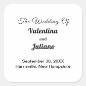 Black and White Wedding Square Sticker スクエアシール (正面)