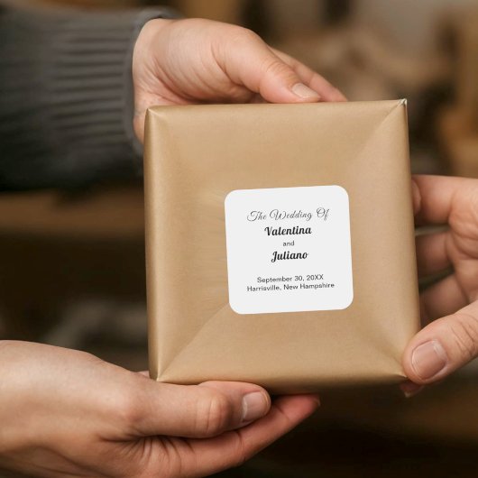 Black and White Wedding Square Sticker スクエアシール