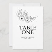 Black and White Wedding Table Number Cards 招待状 (正面)