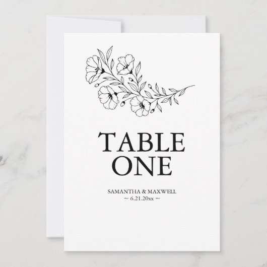 Black and White Wedding Table Number Cards 招待状 (正面)