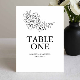 Black and White Wedding Table Number Cards 招待状