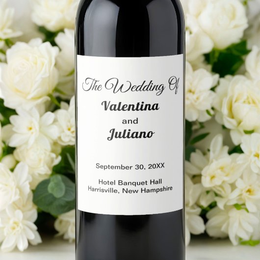 Black and White Wedding Wine Bottle Labels ワインラベル